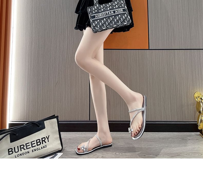 Rhinestone Loop Toe Sandals