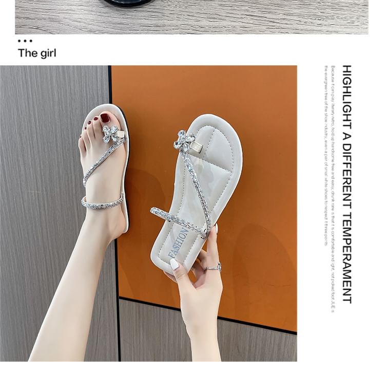 Rhinestone Loop Toe Sandals