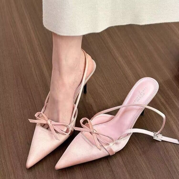 Sandals Pointed Slingback Bow Stiletto