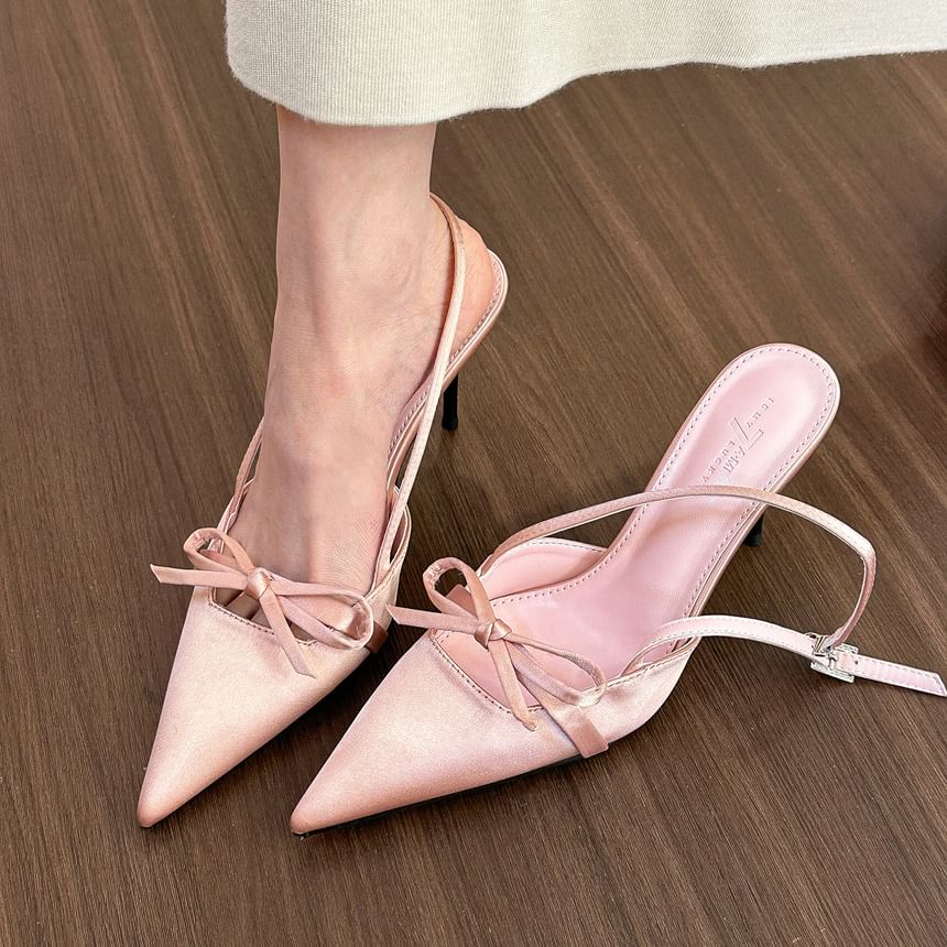 Sandals Pointed Slingback Bow Stiletto