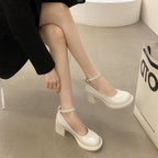 Ankle Strap Chunky Heel Mary Jane Pumps