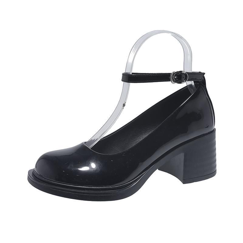 Ankle Strap Chunky Heel Mary Jane Pumps