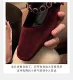 Low Heel Rhinestone Accent Velvet Mary Jane Pumps