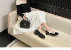 Contrast Trim Block Heel Mary Jane Pumps