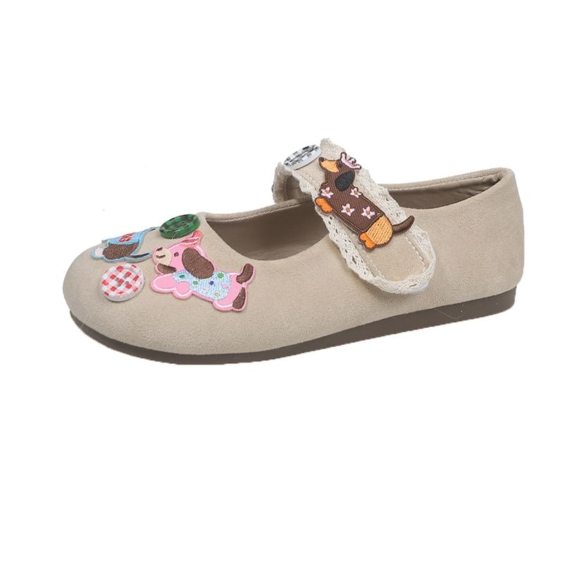 Cartoon Animal Applique Mary Jane Shoes