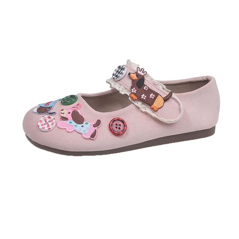 Cartoon Animal Applique Mary Jane Shoes