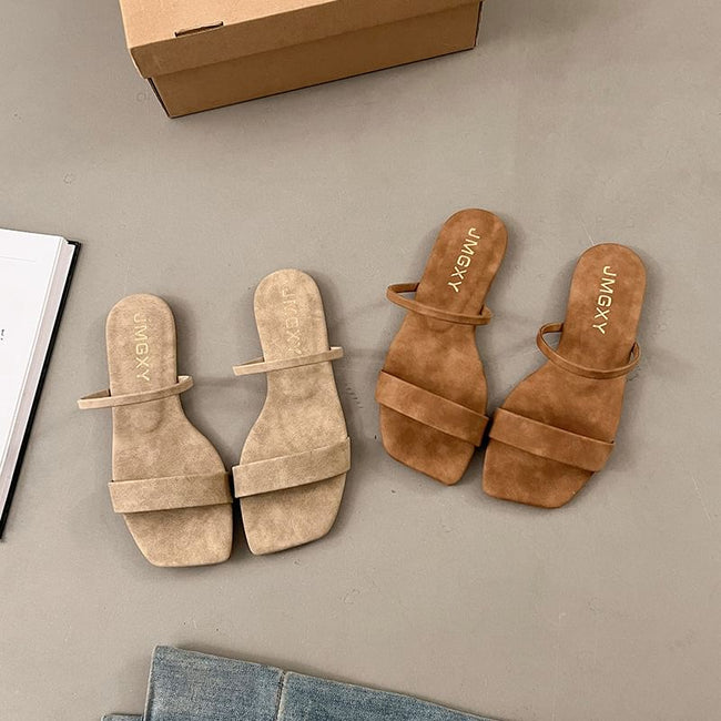 Square Toe Plain Slide Sandals Main Image