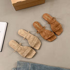 Square Toe Plain Slide Sandals