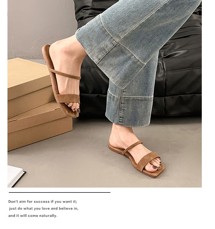 Square Toe Plain Slide Sandals