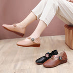 Faux Leather Flower Detail Mary Jane Shoes