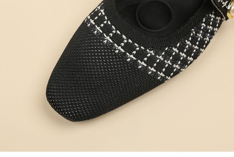 Patterned Knit Mary Jane Flats