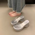 Platform Wedge PVC Sandals Heel Panel Slide