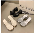 Platform Wedge PVC Sandals Heel Panel Slide