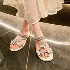 Strappy Slide Butterfly Sandals Rhinestone
