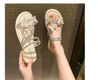 Strappy Slide Butterfly Sandals Rhinestone