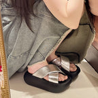 Platform Slide Sandals Criss Cross