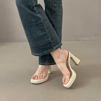 Sandals Block PVC Slide Heel Band