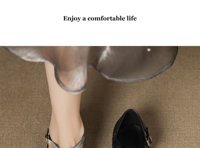Square-Toe Sequined Sandals Main Image