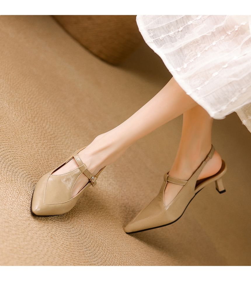 High Heel Buckled Slingback Sandals