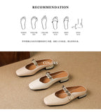 Square-Toe Rhinestone Mary Jane Mules