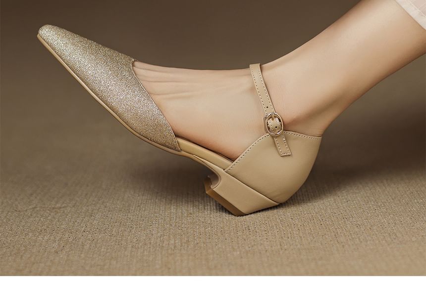 Glitter Low Heel Sandals