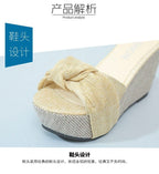 Knot Platform Wedge Heel Slide Sandals