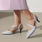 Kitten Heel Pointed Toe Glitter Slingback Sandals
