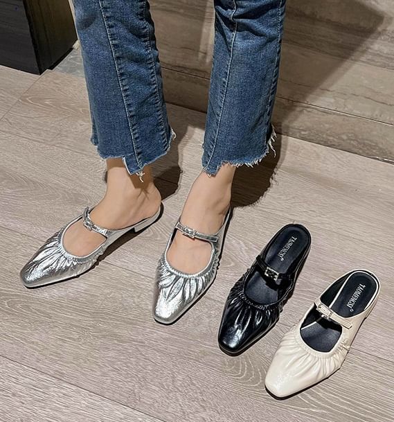 Square Toe Mary Jane Mules