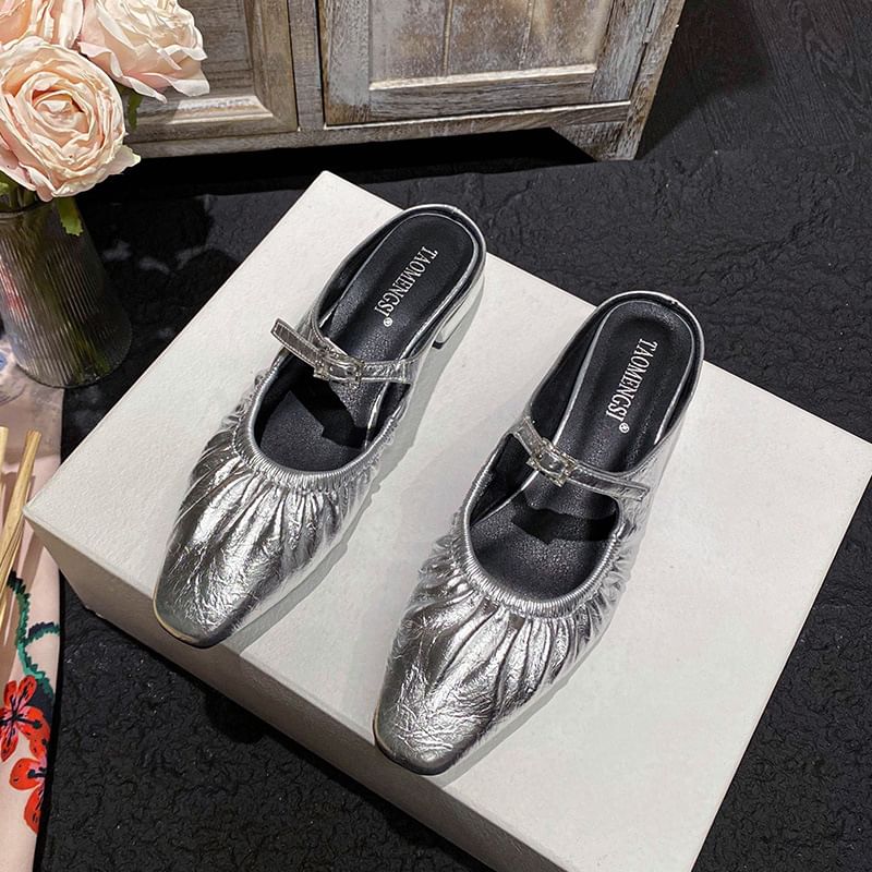 Square Toe Mary Jane Mules