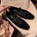 Low Heel Rhinestone Accent Velvet Mary Jane Pumps