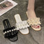 Pearl Faux Ruffle Slide Sandals