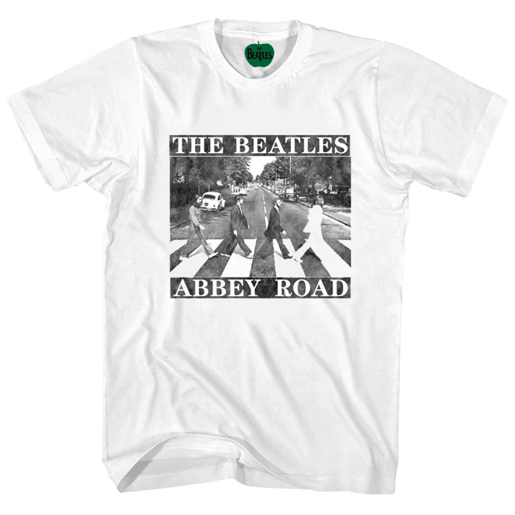 The Beatles "Abbey Road" Black and White Graphic Tee in White