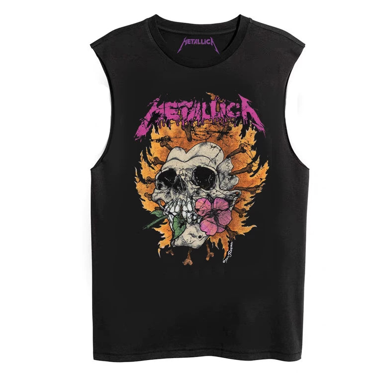 Metallica Floral Skull Sleeveless T-Shirt
