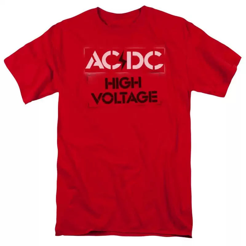 AC/DC "High Voltage" Minimalist Graphic Tee in Red