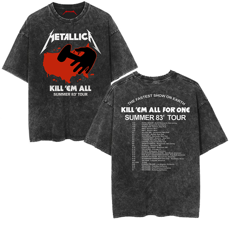 Metallica "Kill 'Em All" Summer '83 Tour Vintage-Wash Graphic T-Shirt