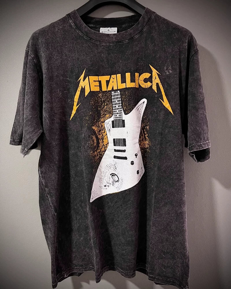 Metallica Electric Guitar Vintage-Wash T-Shirt