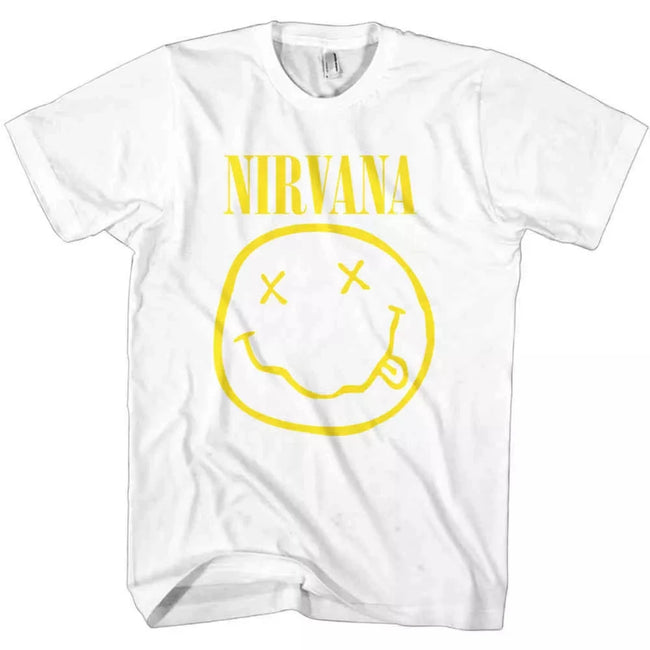 Nirvana White and Yellow Smiley Logo Tee Hover Image