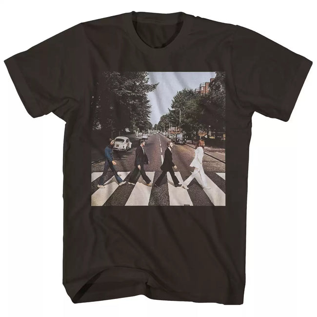 The Beatles "Abbey Road" Iconic Album Cover Graphic Tee in Black (Textless Version) Hover Image