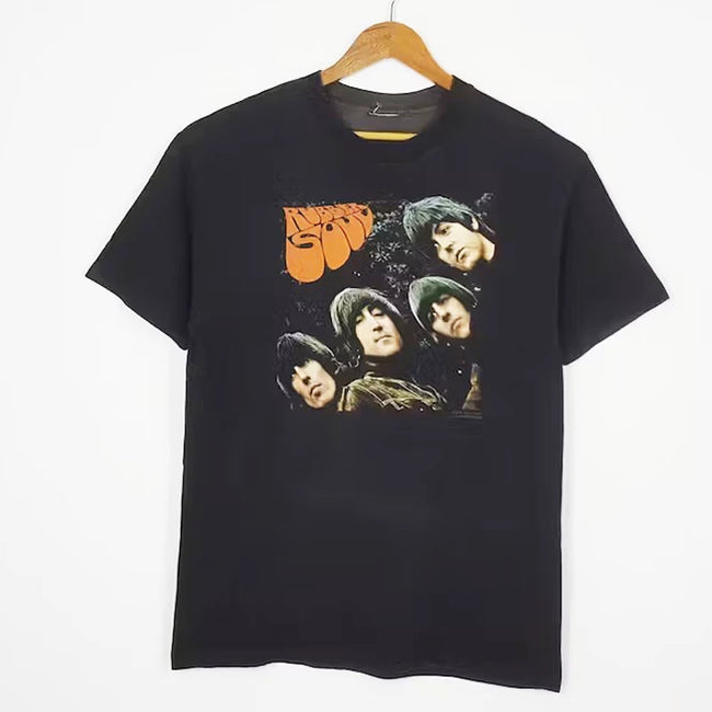The Beatles "Rubber Soul" Black Graphic Tee Hover Image