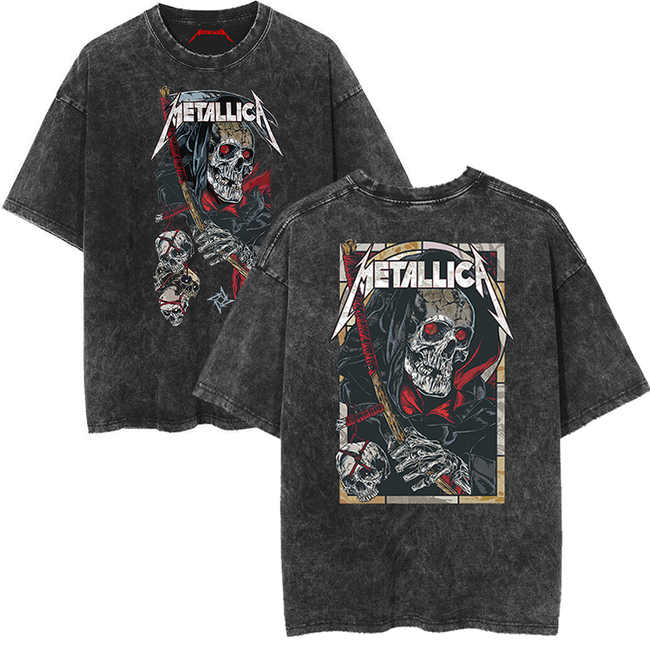 Metallica Grim Reaper Graphic Vintage-Wash T-Shirt Hover Image