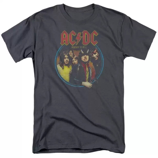 AC/DC "Highway to Hell" Band Portrait Graphic Tee in Charcoal Hover Image