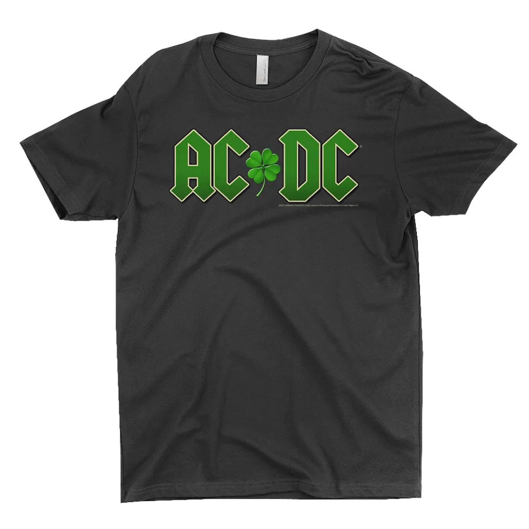 AC/DC "St. Patrick's Clover" Logo Graphic Tee in Charcoal