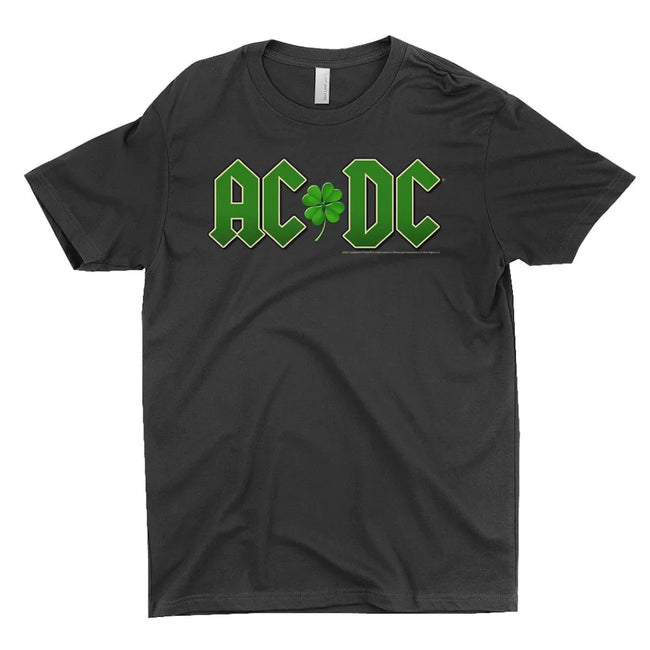AC/DC "St. Patrick's Clover" Logo Graphic Tee in Charcoal Hover Image