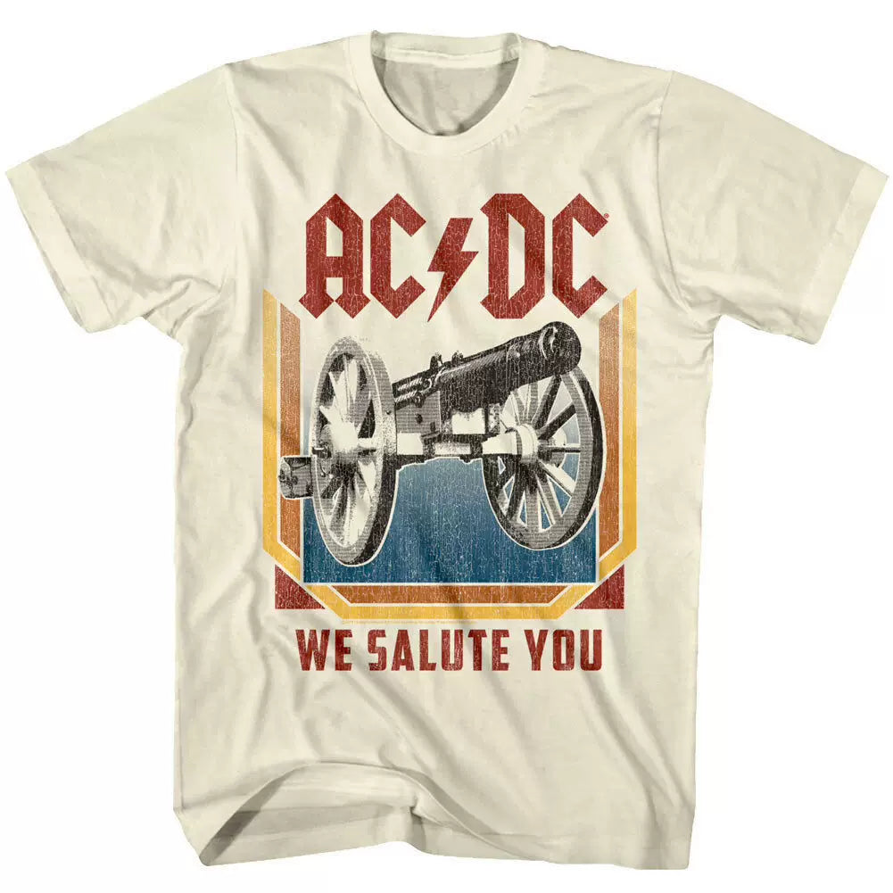 AC/DC "For Those About to Rock / We Salute You" Graphic Tee in Cream