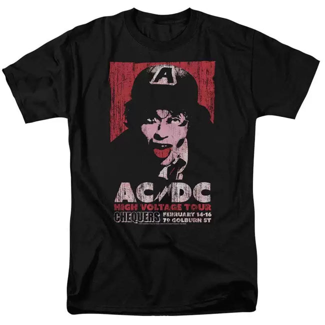 AC/DC "High Voltage Tour" Vintage Concert Poster Graphic Tee in Black Hover Image