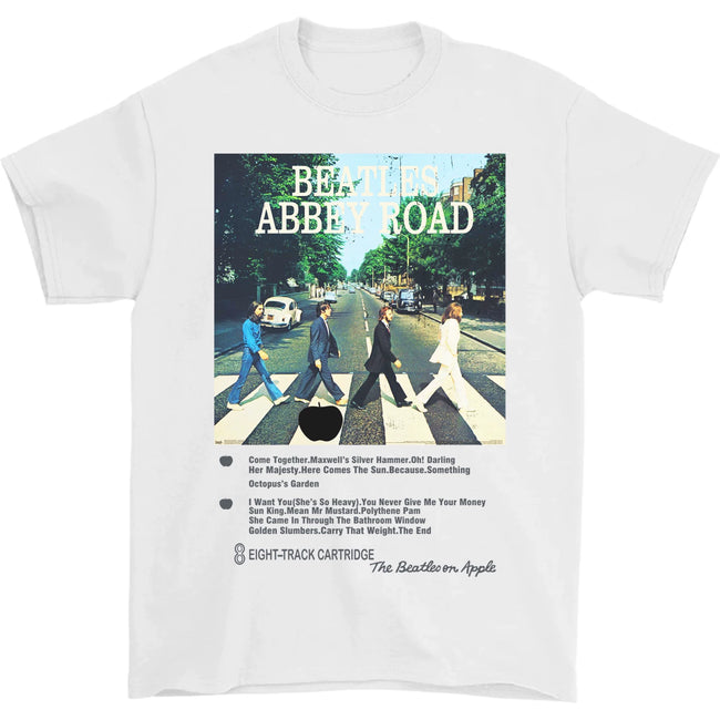 The Beatles "Abbey Road" Eight-Track Cartridge Graphic Tee in White Hover Image