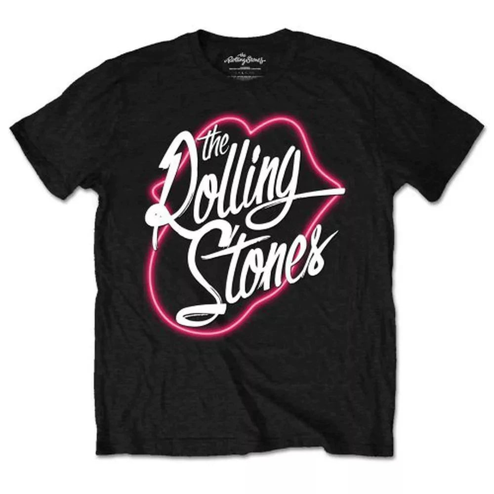 The Rolling Stones "Neon Lips" Script Graphic Tee