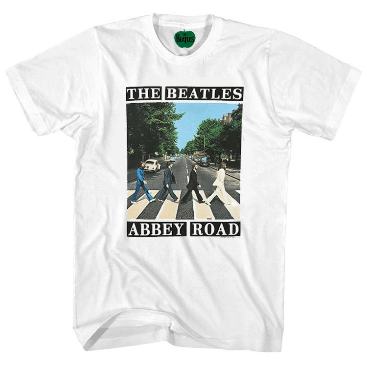 The Beatles "Abbey Road" Classic Album Cover Graphic Tee in White