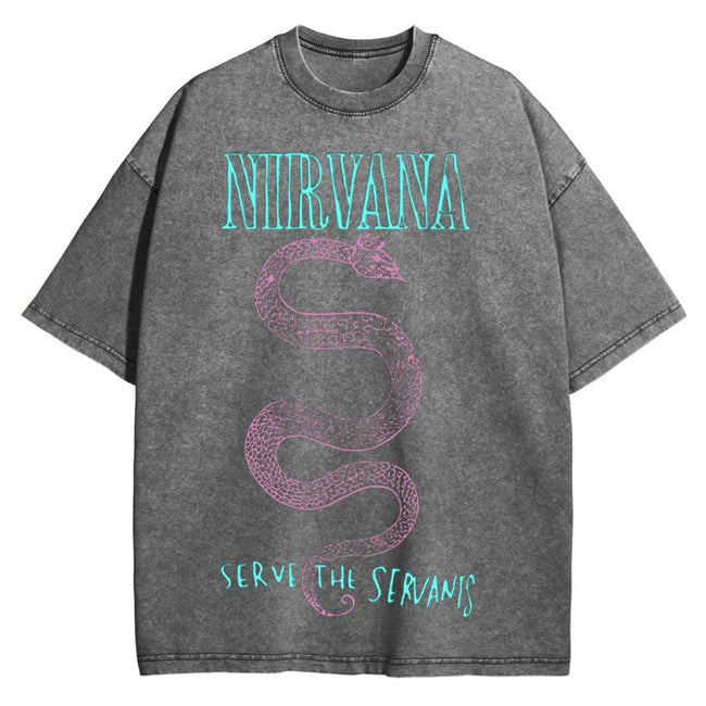 Nirvana "Serve the Servants" Grey Vintage Wash Tee Hover Image