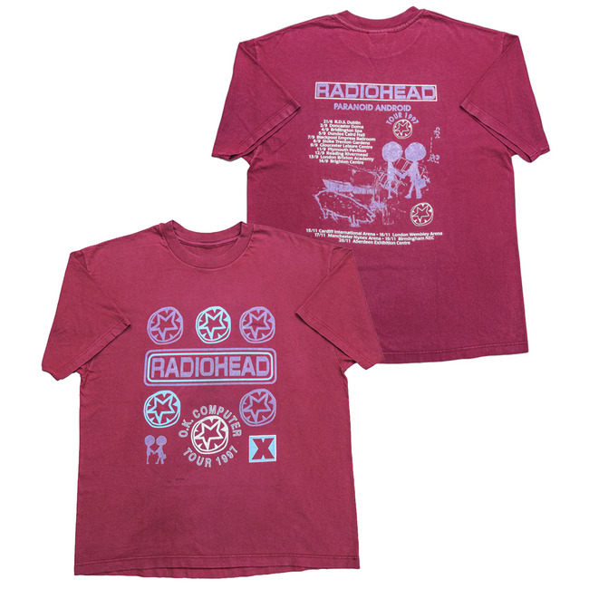 Radiohead "O.K. Computer Tour 1997" Graphic Tee in Maroon Hover Image